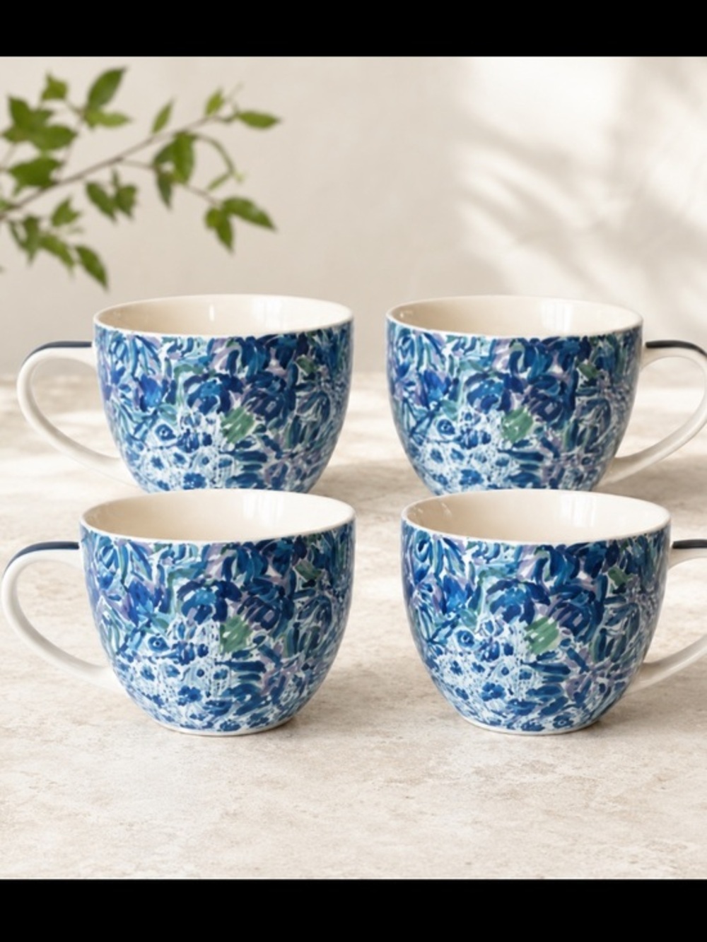 Lilly Pulitzer Vibrant Blue and Green Lion XX, Lilly  Floral Mugs (4)
